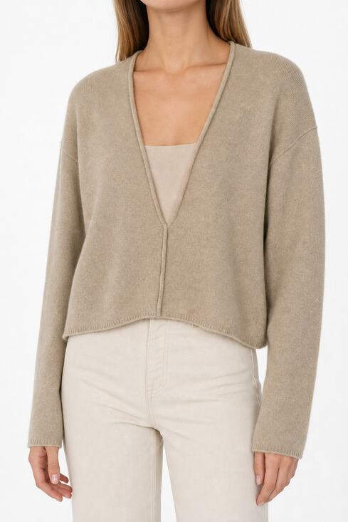 Free People Sweaters - Free People 100% Cashmere Deep V-Neck Long Sleeve Sweater XS Quiet Luxury